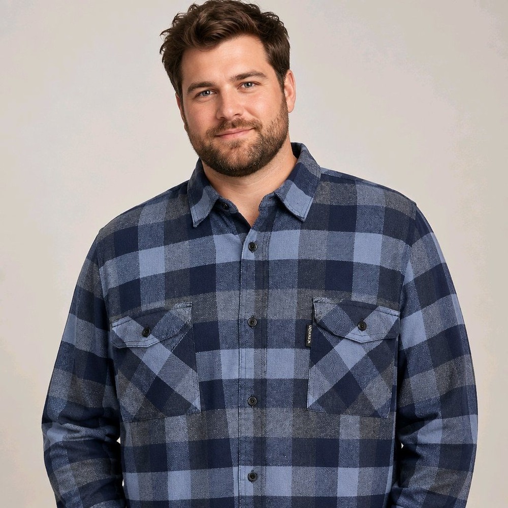 Harley-Davidson 2XL Blue Buffalo Plaid Flannel Button Down Shirt